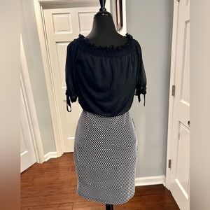 Summer Fitted Dress ( navy and white)